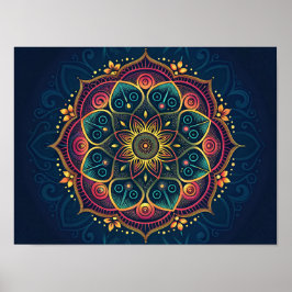 Intricate Digital Mandala: A Kaleidoscope Färg Poster