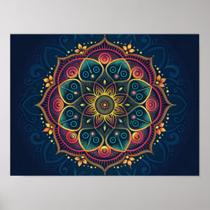 Intricate Digital Mandala: A Kaleidoscope Färg Poster