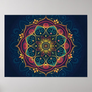 Intricate Digital Mandala: A Kaleidoscope Färg Poster