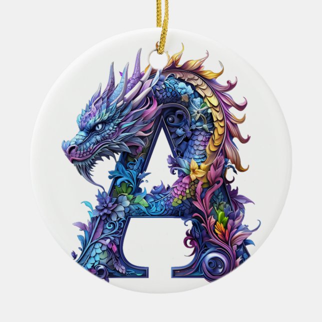 Intricate Dragon - brev A Julgransprydnad Keramik (Framsidan)