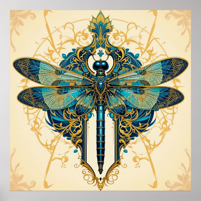 Intricate Dragonfly Artwork Poster (Framsidan)