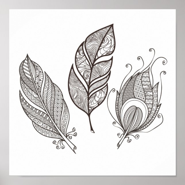Intricate Feather Doodle 2 Poster (Framsidan)