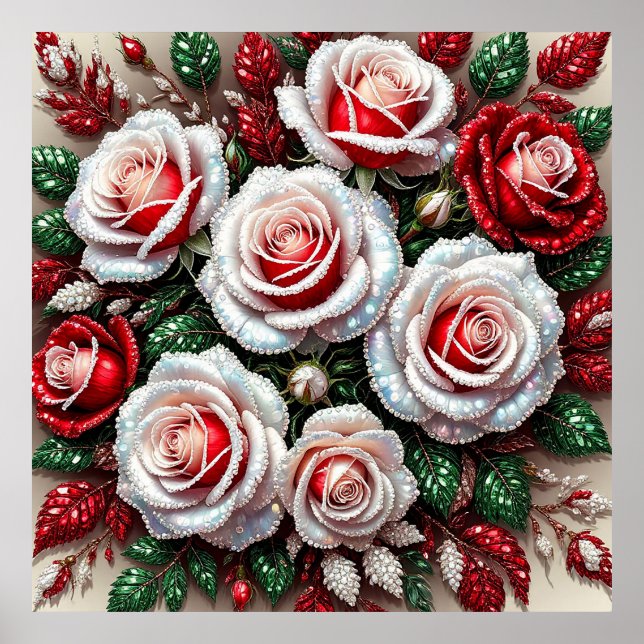 Intricate Gem Embellated Blommigt Design Poster (Framsidan)