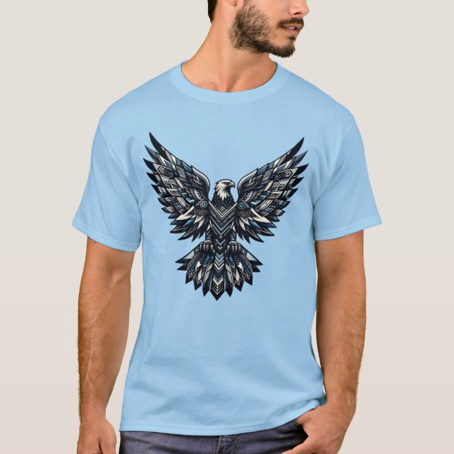 Intricate Geometric Eagle Majesty Design T Shirt (Framsida)