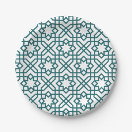 Intricate geometric pattern with teal interconnect