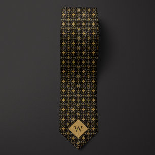 Intricate Guld & Black Arabesque Monogram Slips