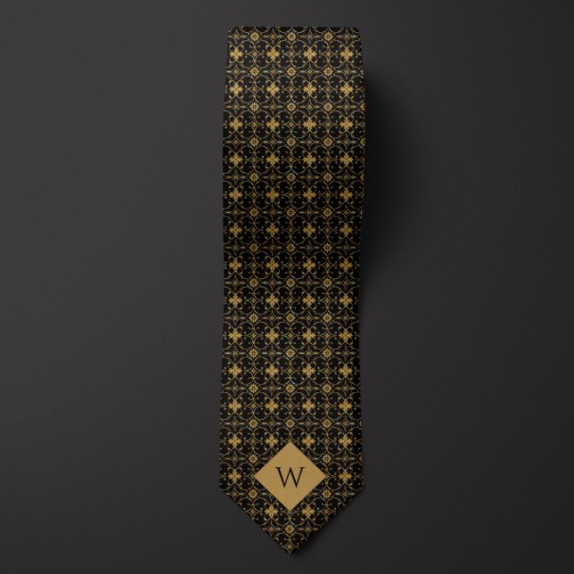 Intricate Guld & Black Arabesque Monogram Slips (Skapare uppladdad)