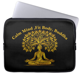 Intricate Guld Buddha Sculpture Laptop Fodral