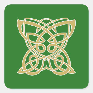 Intricate Guld Celtic Butterfly Fyrkantigt Klistermärke
