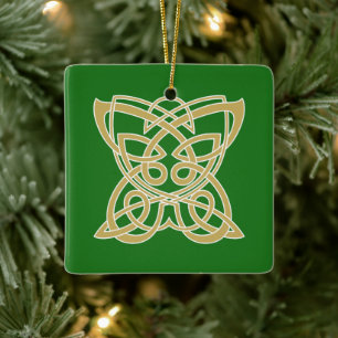 Intricate Guld Celtic Butterfly Personlig Julgransprydnad Keramik