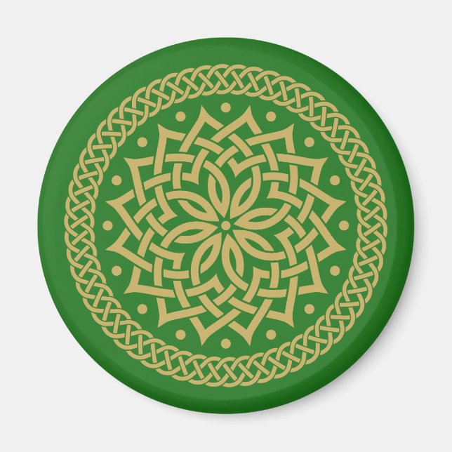 Intricate Guld Celtic Flower Mandala Magnet (Framsidan)