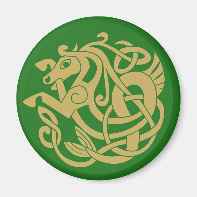 Intricate Guld Celtic Horse Magnet (Framsidan)