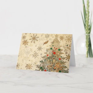 Intricate Guld och Glitter Julgran Kort