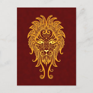 Intricate Gult Leo Zodiac på Red Vykort