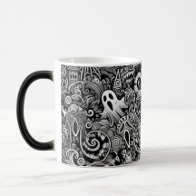 Intricate Halloween Doodle Mönster med Mörk Symbo