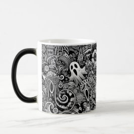 Intricate Halloween Doodle Mönster med Mörk Symbo Magisk Mugg