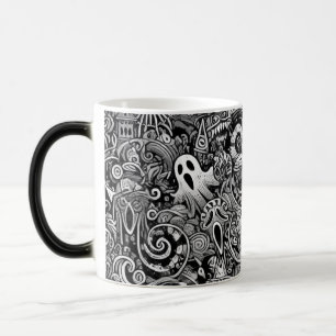 Intricate Halloween Doodle Mönster med Mörk Symbo Magisk Mugg
