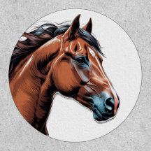Intricate Horse Head Patch - Bold Brown