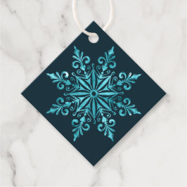 Intricate Ice Blue Snowflake-Juletiketter Gåvor Etiketter