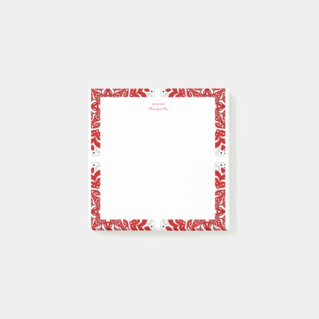 Intricate Kärlek Notes - Red - Post it Post-it Block (Framsida)