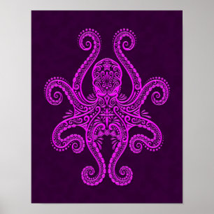 Intricate Lila Octopus Poster