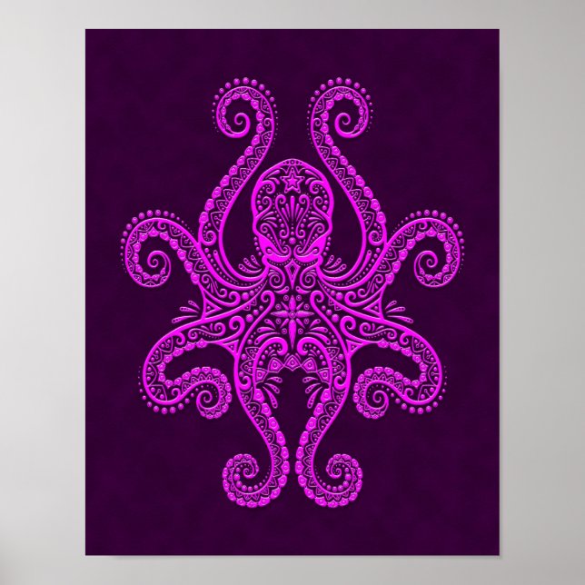 Intricate Lila Octopus Poster (Framsidan)