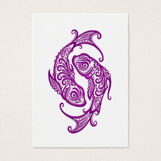 Intricate Lila Pisces Zodiac på vitt Visitkort (Framsidan)