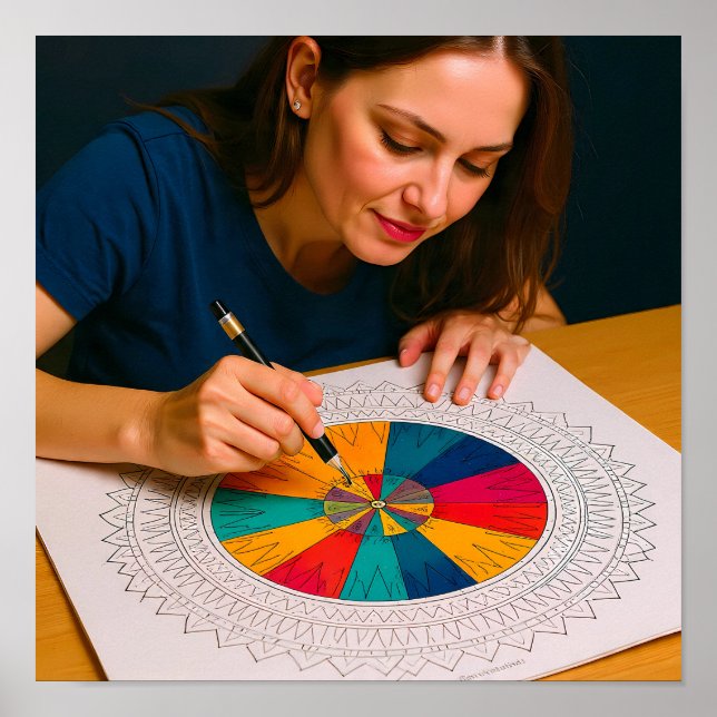 Intricate Mandala Coloring Detail Technique Poster (Framsidan)