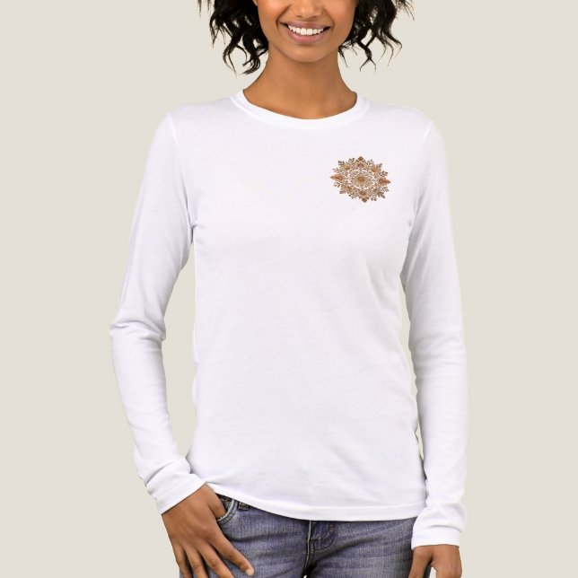 Intricate Mandala Floral Brown Tones Art T Shirt (Framsida)