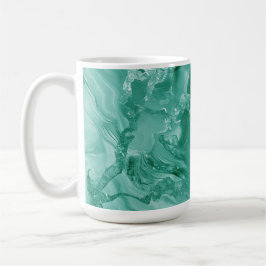 Intricate Marble Pattern in Rich Teal and Green Kaffemugg