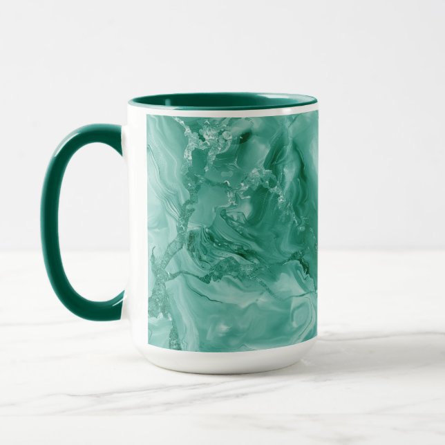 Intricate Marble Pattern in Rich Teal and Green Mugg (Vänster)
