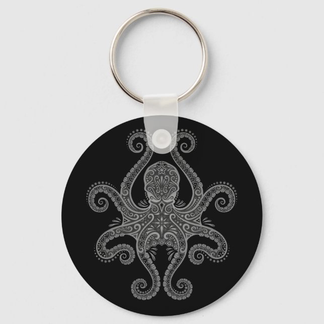 Intricate Mörk Octopus Nyckelring (Framsida)