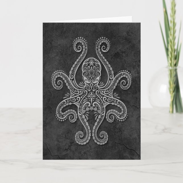 Intricate Mörk Stone Octopus Kort (Framsida)