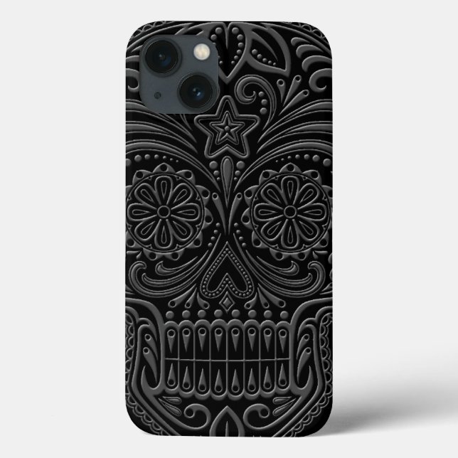 Intricate Mörk Sugar Skull (Baksida)