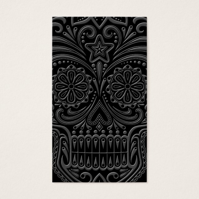 Intricate Mörk Sugar Skull Visitkort (Framsidan)