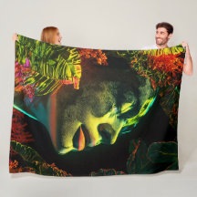 Intricate Neon Woman, Vibrant Coralpunk Art