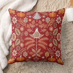 Intricate Nordic Embroized Dekorativ kudde Cover