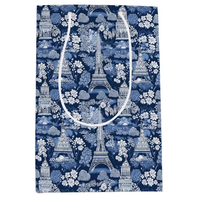 Intricate Parisian Blue Toile mönstrad (Framsidan)