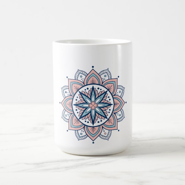 Intricate Pastel Blommigt Mandala Kaffemugg (Center)