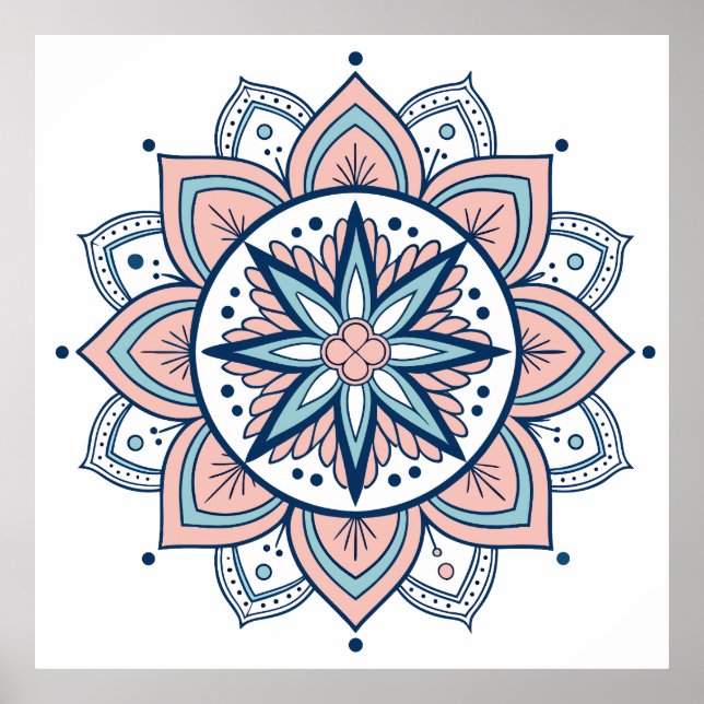 Intricate Pastel Blommigt Mandala Poster (Framsidan)