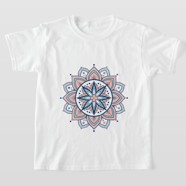 Intricate Pastel Blommigt Mandala T Shirt (Laydown)
