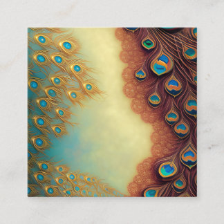Intricate Peacock Feather Fractal Graphic Fyrkantigt Visitkort