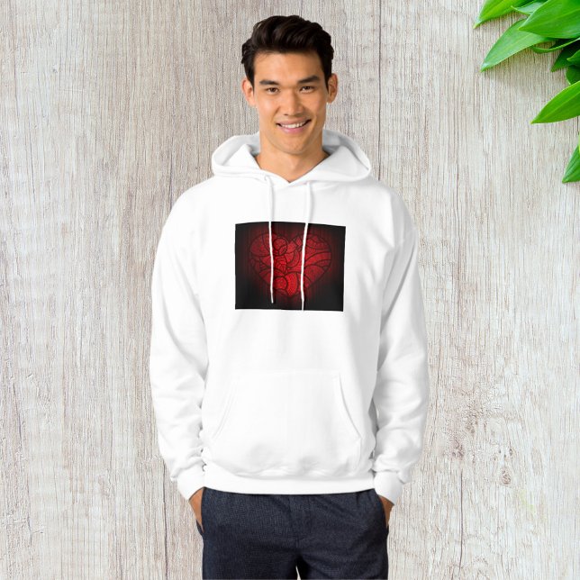 Intricate Red Mandala Heart Romantic Boho Mönster Hoodie (Skapare uppladdad)