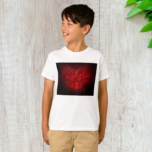 Intricate Red Mandala Heart Romantic Boho Mönster T Shirt (Skapare uppladdad)