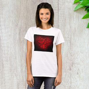 Intricate Red Mandala Heart Romantic Boho Mönster T Shirt