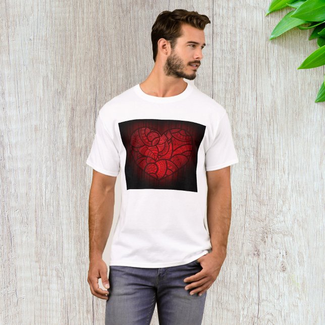 Intricate Red Mandala Heart Romantic Boho Mönster T Shirt (Skapare uppladdad)