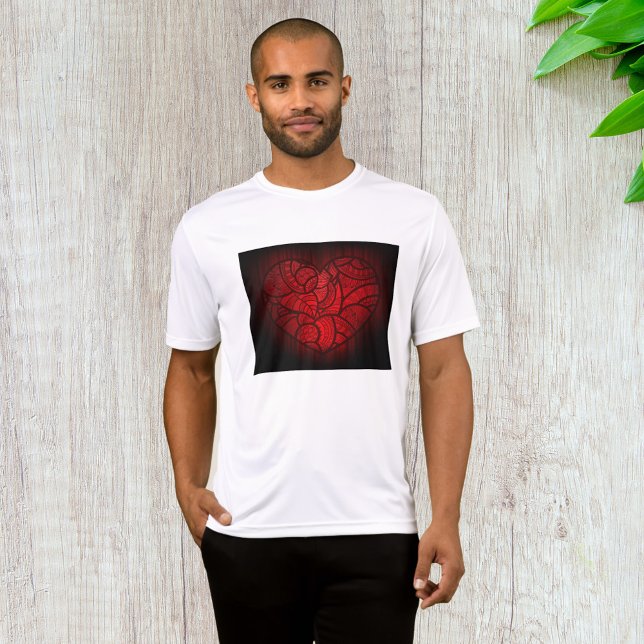 Intricate Red Mandala Heart Romantic Boho Mönster T Shirt (Skapare uppladdad)