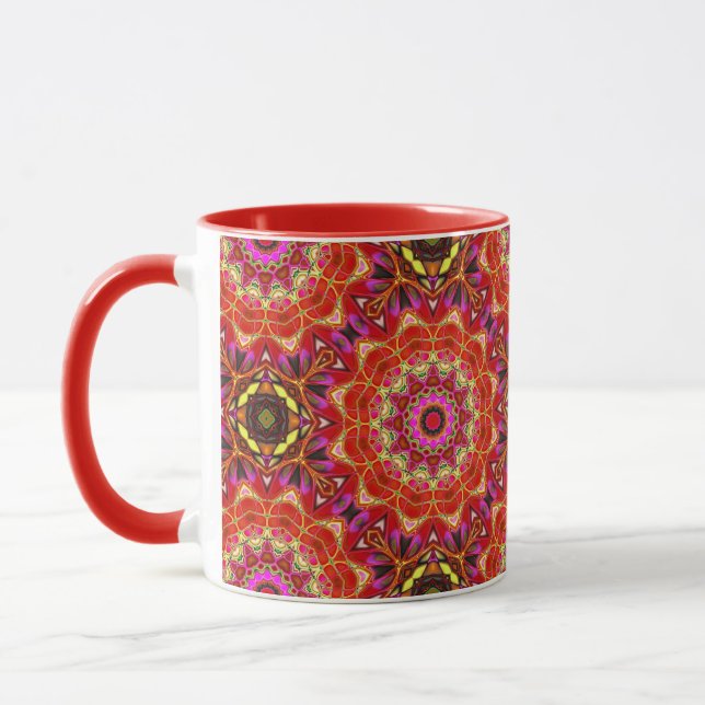 Intricate Red Mandala Mugg (Vänster)