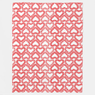 Intricate Red Ornamental Heart Tile Fleecefilt
