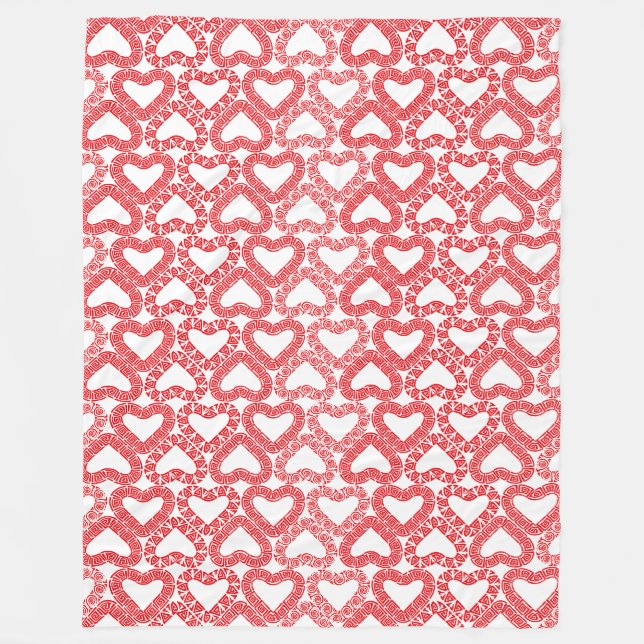 Intricate Red Ornamental Heart Tile Fleecefilt (Framsidan)